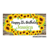 Wish the celebrant a very happy birthday with our personalized rustic sunflower theme birthday banners. These banners are the perfect way to welcome friends and family to your party. Easy to hang. Free shipping.