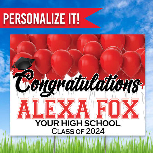 Congratulations Graduate personalized yard sign to commemorate their accomplishments through the years. Fast turnaround. Free shipping.