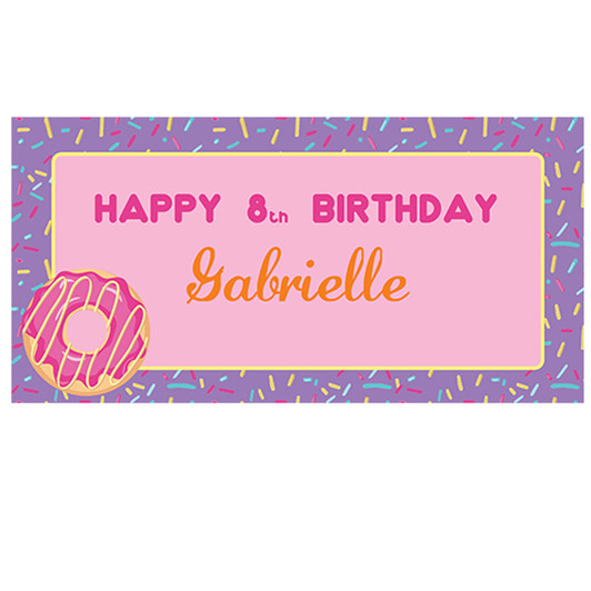 Sweet donuts personalized party banner. Donut party decoration