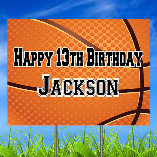 18"x24" Personalized basketball theme happy birthday yard sign