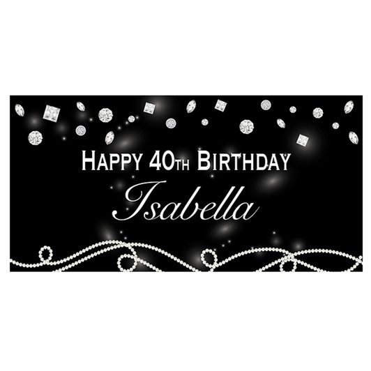 Welcome friends and family to your special event with out classy and elegant diamonds and pearls theme birthday banner. Easy to hang. Waterproof.