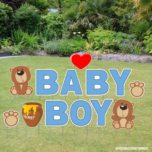 Dress up your yard and impress your guest-of-honor and party guests with our adorably baby boy shower kit. Easy to assemble. Waterproof. Reusable.