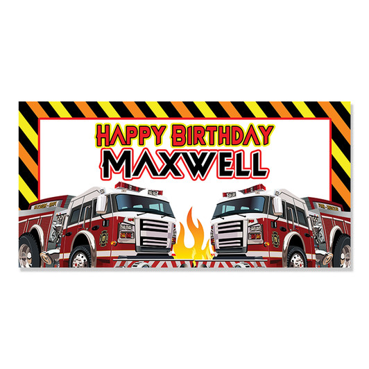 Sound the alarm and get ready to celebrate in style with our personalized fire truck theme birthday party banners! Comes with grommets in the corners for easy hanging. Sturdy, waterproof, reusable.