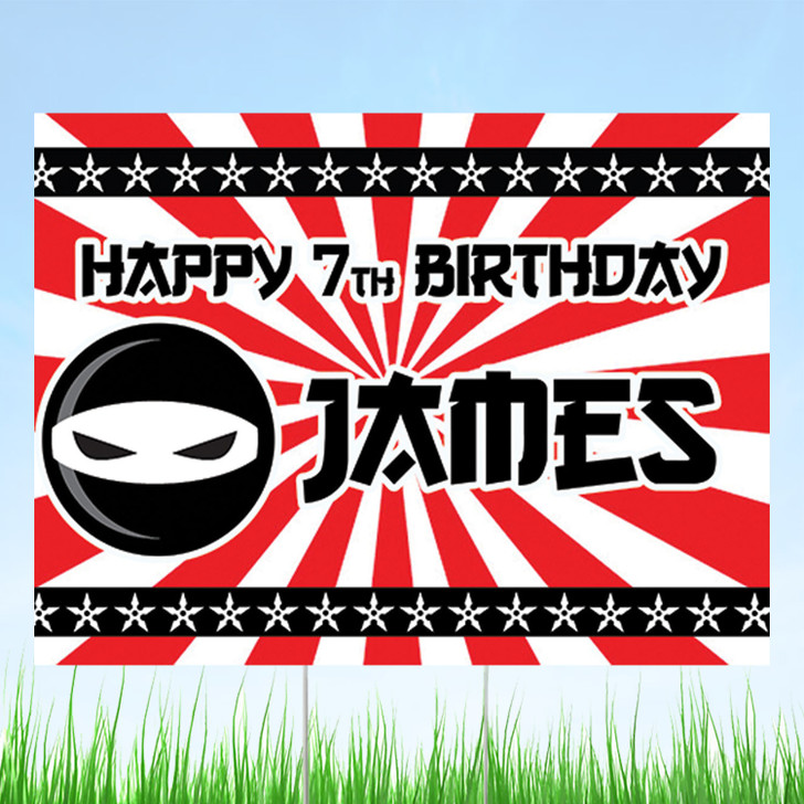 Everybody's kung fu fighting! Time to celebrate with our ninja theme birthday personalized yard sign