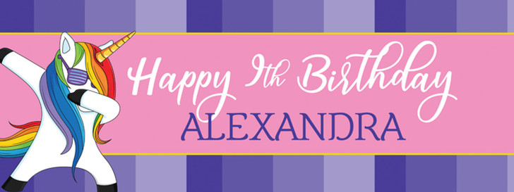 Happy birthday to your special someone! Celebrate in color with our adorable unicorn theme personalized birthday party banners. Quick turnaround. Free shipping.
