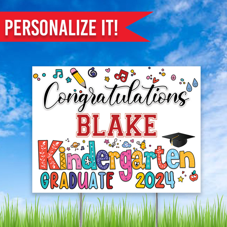 Congratulations Graduate! Celebrate your Graduate's accomplishments with our graduation yard signs. Each sign comes with an easy to install metal ground stake.