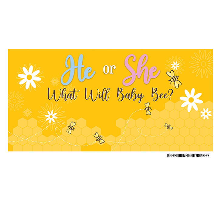 He or she? What's baby going to be? Celebrate mom-to-be in style with our personalized gender reveal party banner. Features adorable moon and star design in a soft, calming palette. Easy to hang. Free shipping.