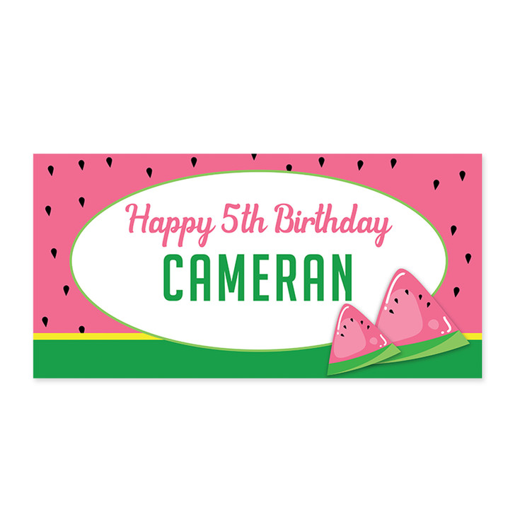 Wish your one in a melon birthday celebrant a very happy birthday with our personalized watermelon theme banner. Easy to hang. Use indoors or outdoors. Free shipping.