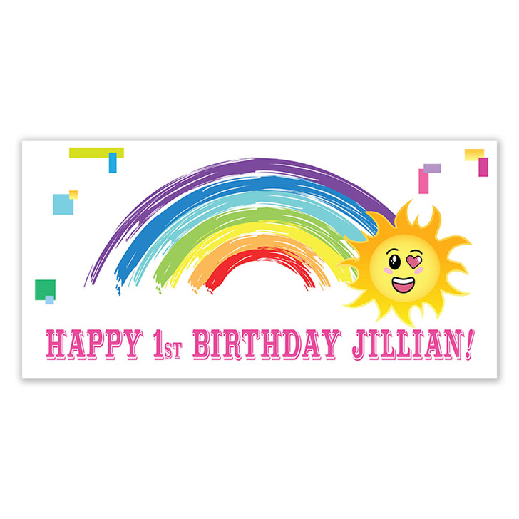 Celebrate in color and bring a burst of happiness to your birthday celebrant's day with our "you are my sunshine" theme personalized party banner. Comes with grommets for easy hanging. Free shipping.