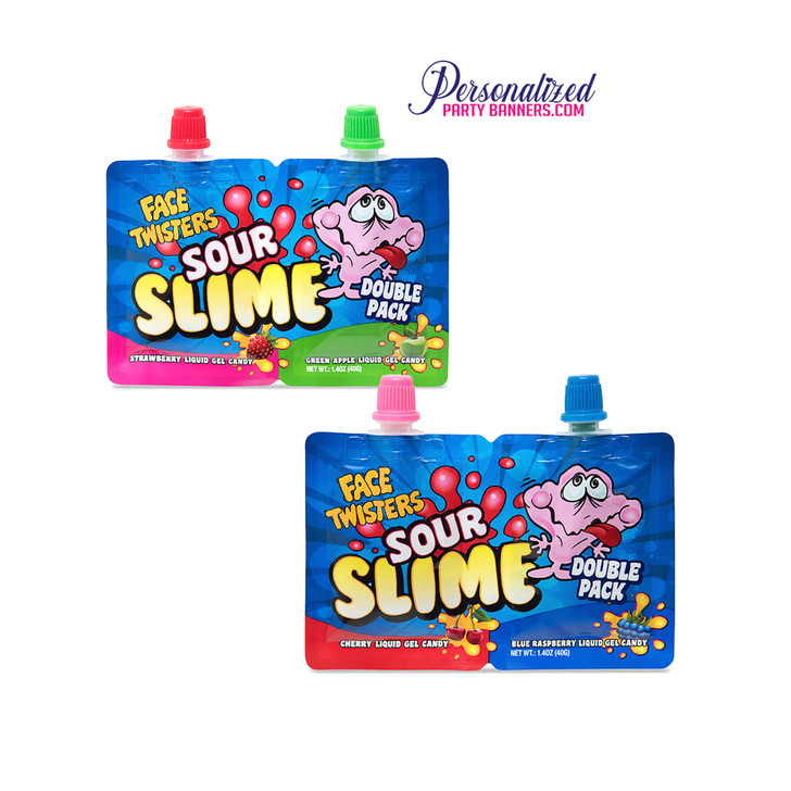 A sour liquid gel candy in a squeezable DOUBLE dispenser.