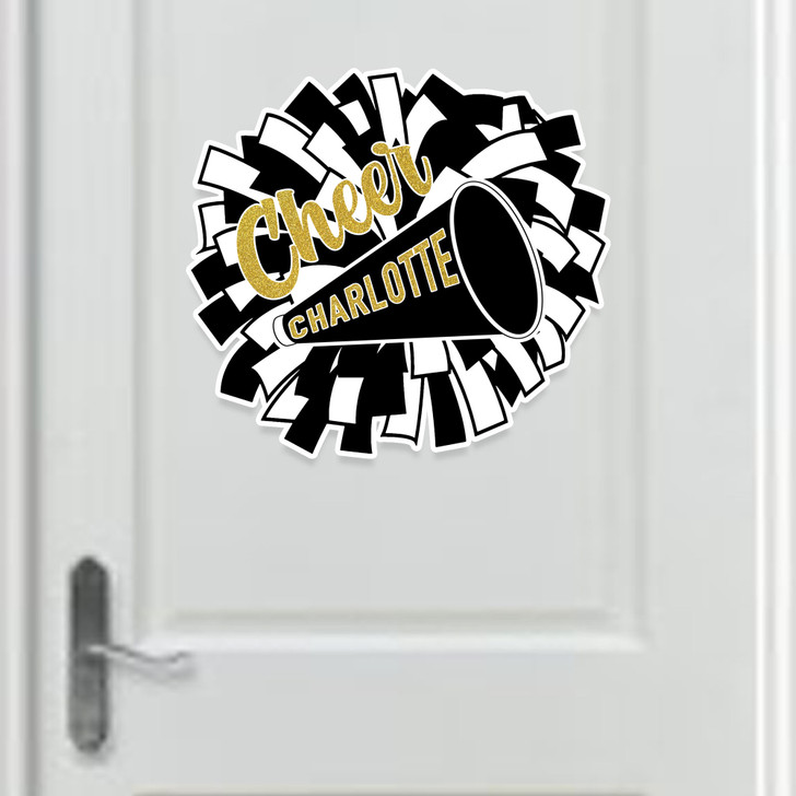 Personalized cheer door hangers are perfect window or door decorations at cheer competitions! Lightweight and sturdy. Personalize with your Cheerleader's name.