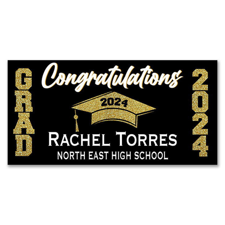 Add more colorful fun to your graduation party with our personalized party banners. Easy to hang. Use indoors or outdoors. more colorful fun to your graduation party with our personalized party banners. Easy to hang. Use indoors or outdoors.