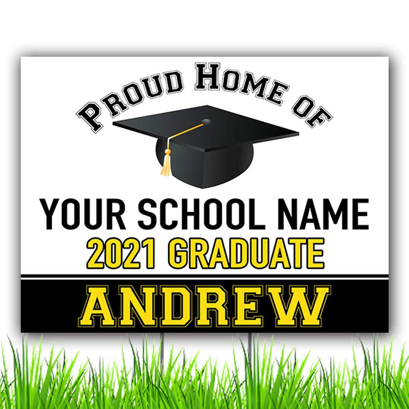 Congratulations Graduate! Celebrate your Graduate's accomplishments with our personalized graduation yard signs. Each sign comes with an easy to install metal ground stake.