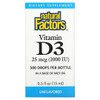Natural Factors, Vitamin D3 Drops, Unflavored, 25 mcg (1,000 IU), 0.5 fl oz (15 ml) Natural Factors, Vitamin D3 Drops, Unflavored, 25 mcg (1,000 IU), 0.5 fl oz (15 ml)