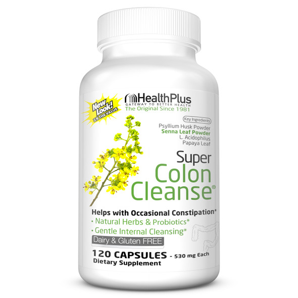 Health Plus Super Colon Cleanse Psyllium with Herbs, Capsules - 120.0 Ea