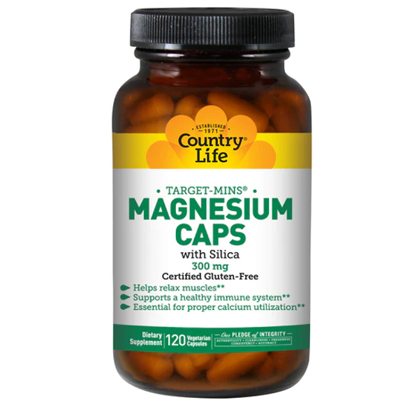 Target-Mins Magnesium Caps with Silica 300 mg. - 120 Vegetarian Capsules