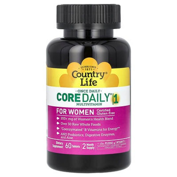 Country Life, Core Daily-1 Multivitamin for Women, 60 Tablets Country Life, Core Daily-1 Multivitamin for Women, 60 Tablets