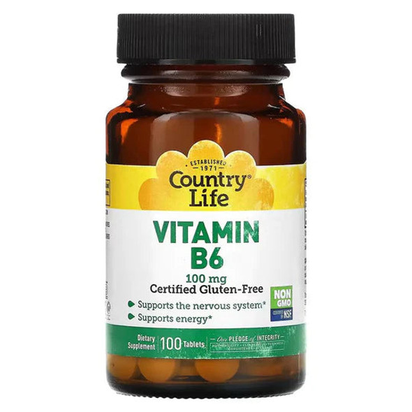 Country Life, Vitamin B6, 100 mg, 100 Tablets