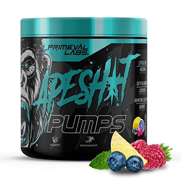 Primeval Labs Ape Pumps Natural Pre Workout Powder | Caffeine Free Preworkout for Endurance, Muscle Growth, Strength & Hydration Beta Alanine, L Citru