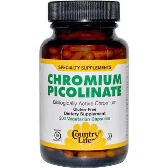 Country Life Chromium Picolinate 200 mcg 200 Vegetarian Capsules