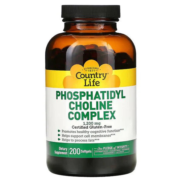 Country Life, Phosphatidyl Choline Complex, 1,200 mg, 200 Softgels Country Life, Phosphatidyl Choline Complex, 1,200 mg, 200 Softgels