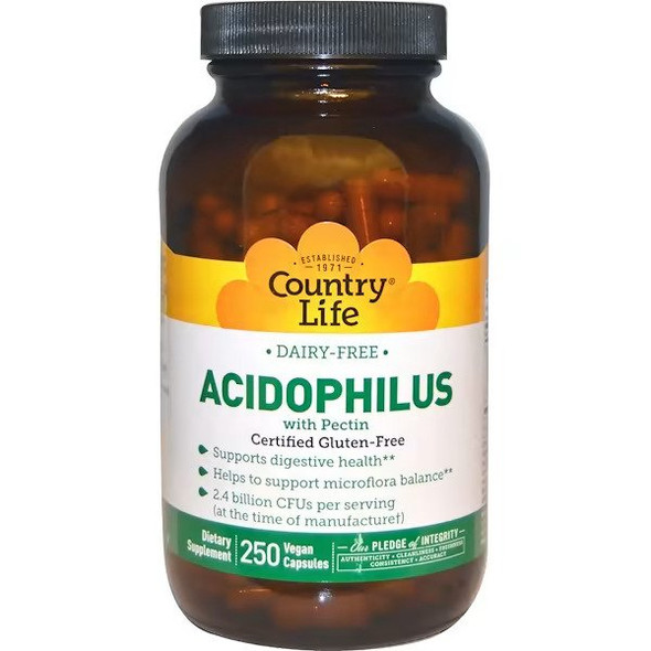 Country Life, Acidophilus with Pectin, 250 Vegan Capsules