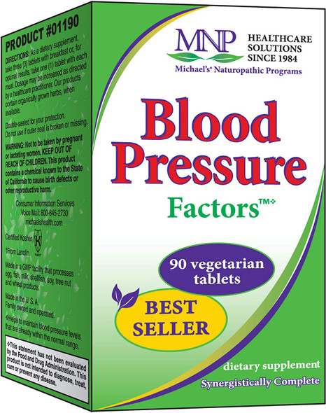 Michael's Naturopathic Programs Blood Pressure Factors - 90 Vegetarian Tablets - Fluid Balance Support, Nourishes Cardiovascular & Nervous Systems - Gluten Free, Kosher - 30 Servings