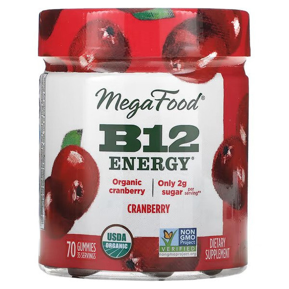 MegaFood, B12 Energy, Cranberry, 70 Gummies