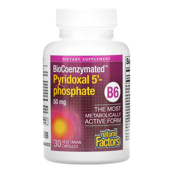 Natural Factors, Biocoenzymated Pyridoxal 5'-Phosphate 50 mg, 30 Vegetarian Capsules Natural Factors, Biocoenzymated Pyridoxal 5'-Phosphate 50 mg, 30 Vegetarian Capsules
