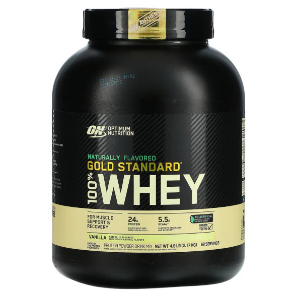 Gold Standard 100% Whey, Naturally Flavored, Vanilla, 4.8 lb, Optimum Nutrition