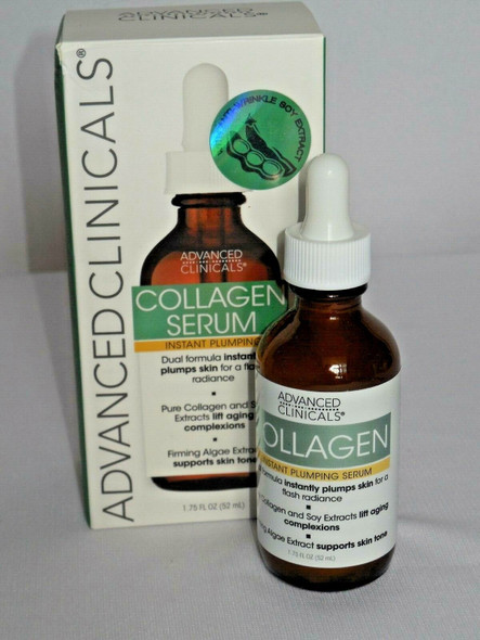 New Advanced Clinicals Collagen Facial Serum Instant Plumping with Anti- Wrinkle
