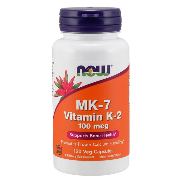 NOW Foods MK-7 Vitamin K-2, 100 mcg, 120 Veg Capsules