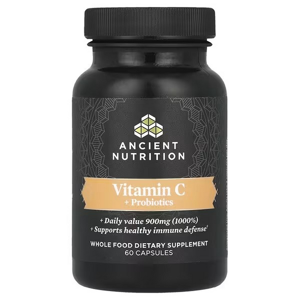 Ancient Nutrition, Vitamin C + Probiotics, 60 Capsules