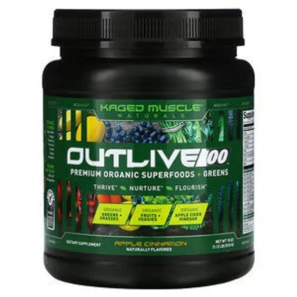 Kaged, Outlive 100, Premium Organic Superfoods + Greens, Apple Cinnamon, 18 oz (510 g)