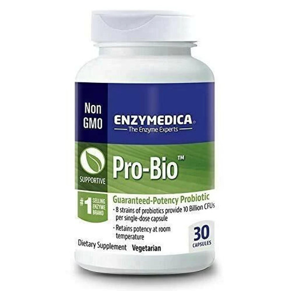 NEW Enzymedca Pro-Bio Shelf-Stable Probiotic Support Healthy Digestion 30 Caps