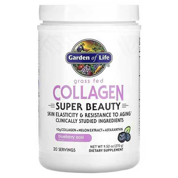 Garden of Life, Grass Fed Collagen, Super Beauty, Blueberry Acai, 9.52 oz (270 g)