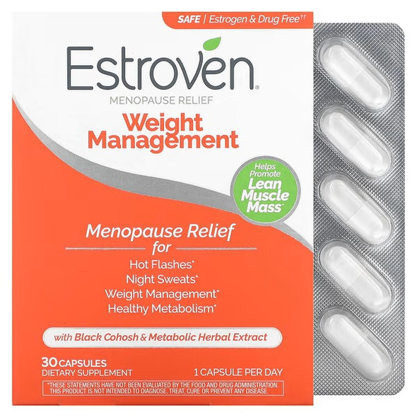 Estroven, Menopause Relief + Weight Management, 30 Capsules