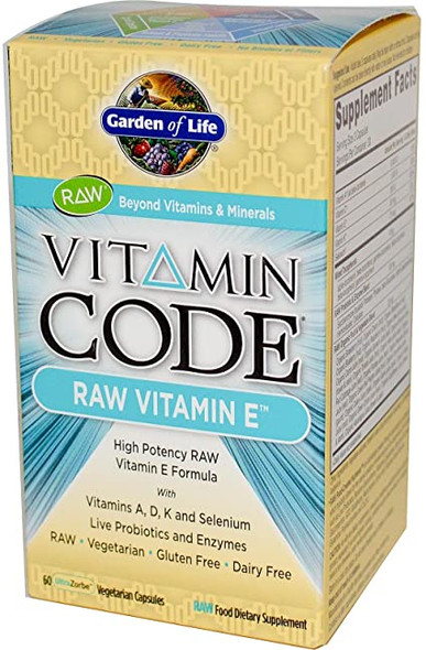 Garden of Life  Vitamin Code Raw Vitamin E, Whole Food Vitamin E, 250 IU 60 Caps