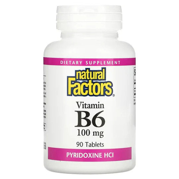 Natural Factors, Vitamin B6, Pyridoxine HCl, 100 mg, 90 Tablets