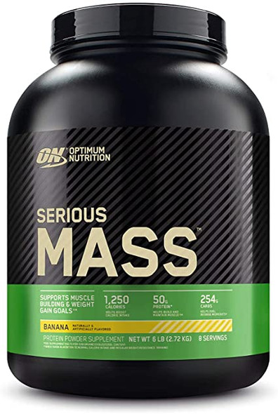 OPTIMUM NUTRITION Serious Mass Weight Gainer Protein Powder, Banana, 6 lbs