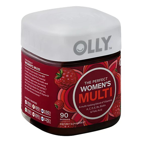 olly women's multivitamin gummy, health & immune support, berry, 90 ct