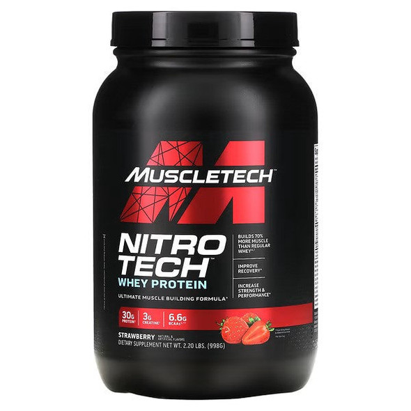 MuscleTech, Nitro-Tech, Whey Protein, Strawberry, 2.2 lbs (998 g) MuscleTech, Nitro-Tech, Whey Protein, Strawberry, 2.2 lbs (998 g)