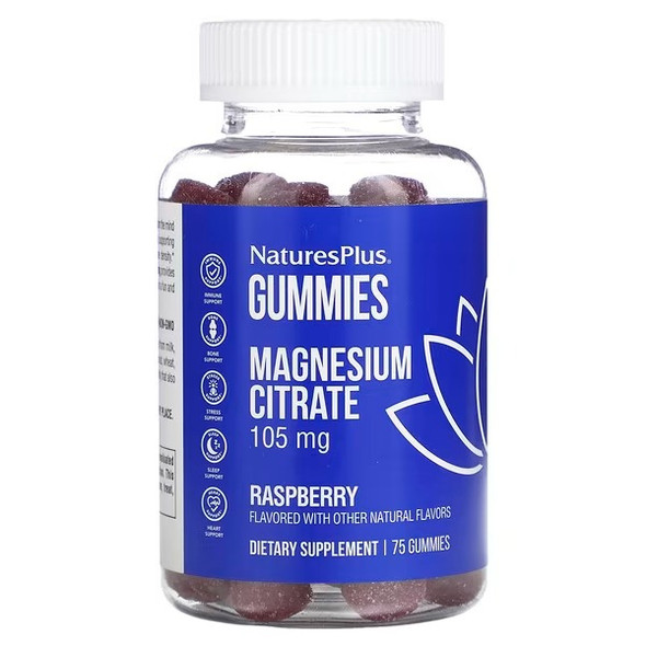 NaturesPlus, Magnesium Citrate, Raspberry, 35 mg, 75 Gummies