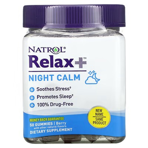 Natrol, Relax +, Night Calm, Berry, 50 Gummies