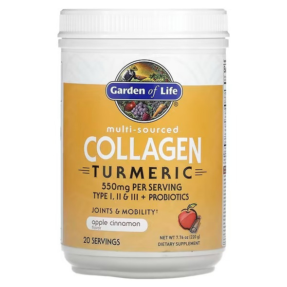 Garden of Life, Multi-Sourced Collagen Turmeric, Apple Cinnamon, 7.76 oz (220 g)