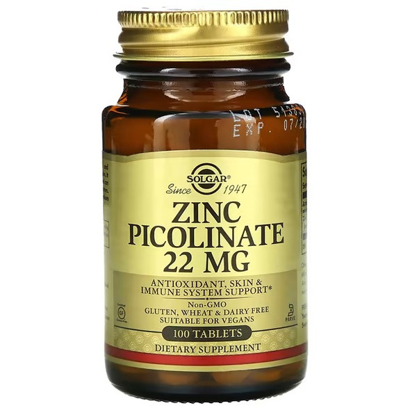 Solgar, Zinc Picolinate, 100 Tablets Solgar, Zinc Picolinate, 100 Tablets