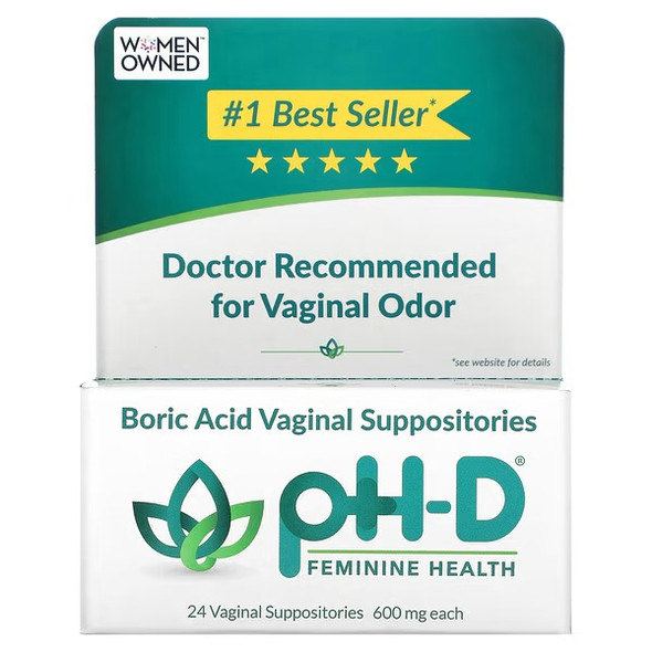 pH-D Feminine Health, Boric Acid Vaginal Suppositories, 600 mg, 24 Vaginal Suppositories pH-D Feminine Health, Boric Acid Vaginal Suppositories, 600 mg, 24 Vaginal Suppositories