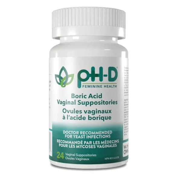 pH-D Feminine Health, Boric Acid Vaginal Suppositories, 600 mg, 24 Vaginal Suppositories