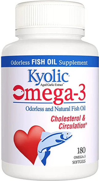 Kyolic, Omega-3, Odorless and Natural Fish Oil, 180 Omega-3 Softgels Kyolic, Omega-3, Odorless and Natural Fish Oil, 180 Omega-3 Softgels