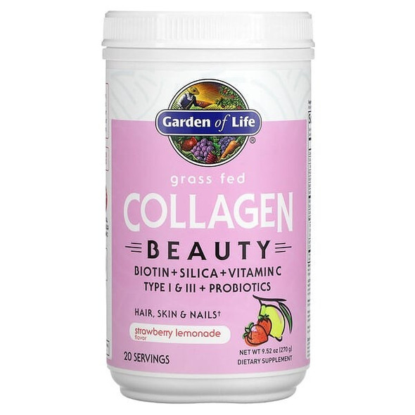 Garden of Life, Grass Fed Collagen Beauty Strawberry Lemonade, 9.52 oz (270 g)